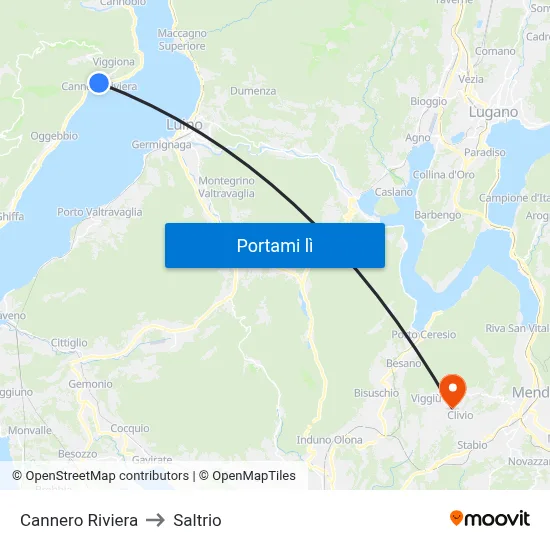 Cannero Riviera to Saltrio map