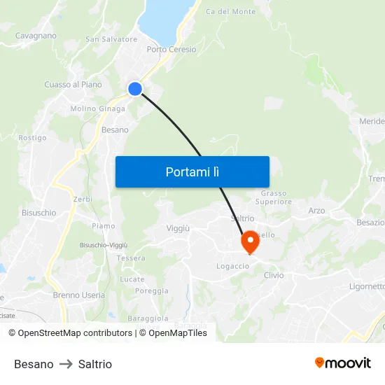 Besano to Saltrio map