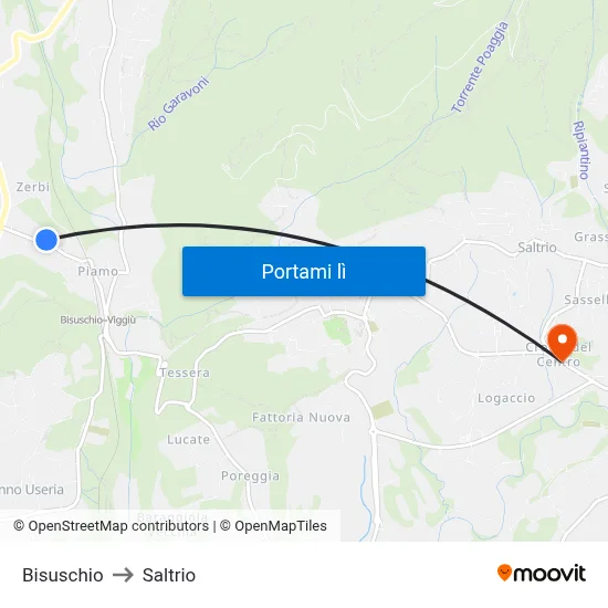 Bisuschio to Saltrio map