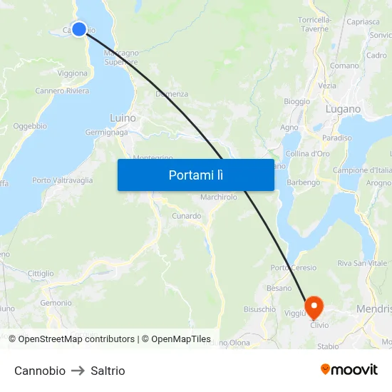 Cannobio to Saltrio map