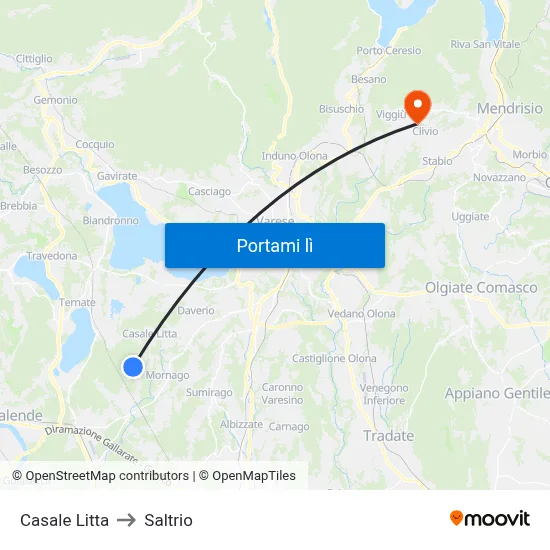 Casale Litta to Saltrio map