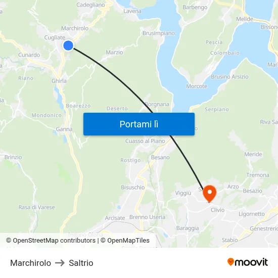 Marchirolo to Saltrio map