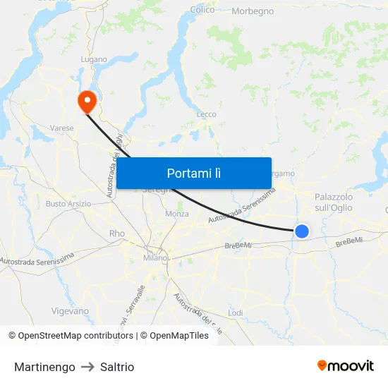Martinengo to Saltrio map