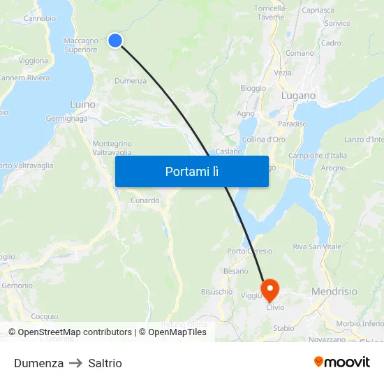 Dumenza to Saltrio map