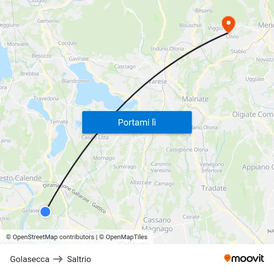 Golasecca to Saltrio map
