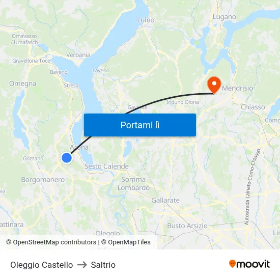 Oleggio Castello to Saltrio map