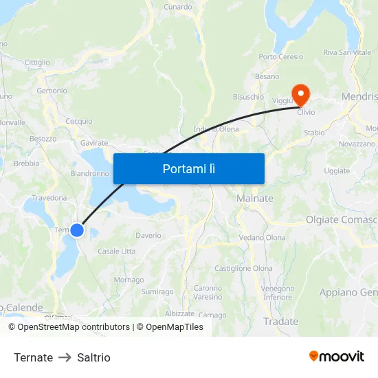 Ternate to Saltrio map