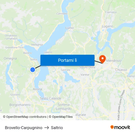 Brovello-Carpugnino to Saltrio map