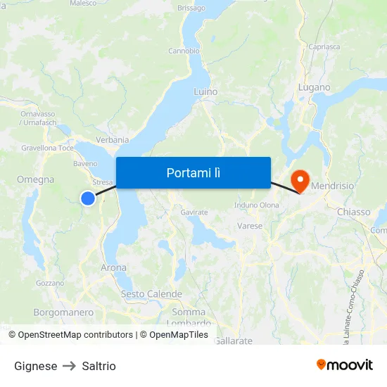 Gignese to Saltrio map