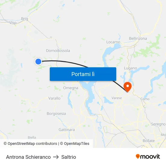 Antrona Schieranco to Saltrio map
