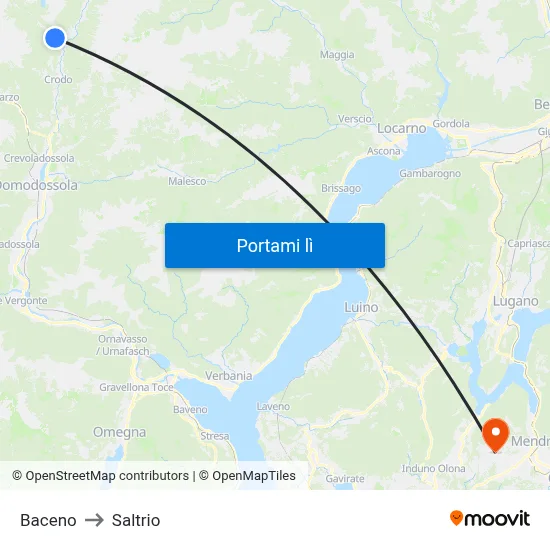 Baceno to Saltrio map
