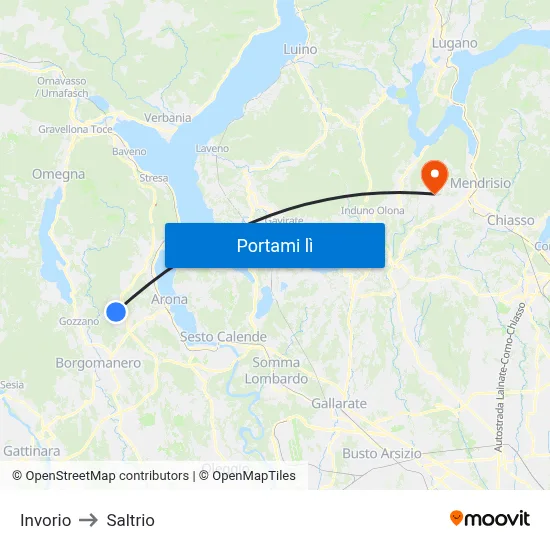 Invorio to Saltrio map