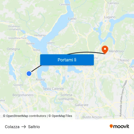 Colazza to Saltrio map