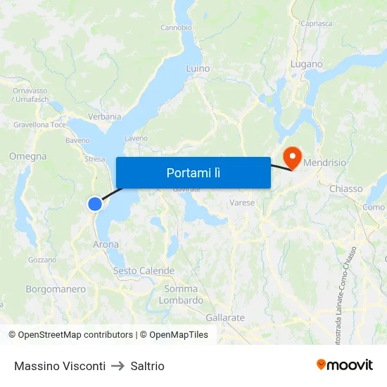 Massino Visconti to Saltrio map