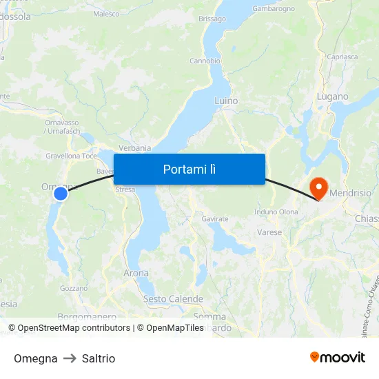 Omegna to Saltrio map