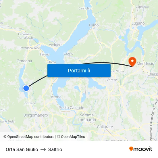 Orta San Giulio to Saltrio map