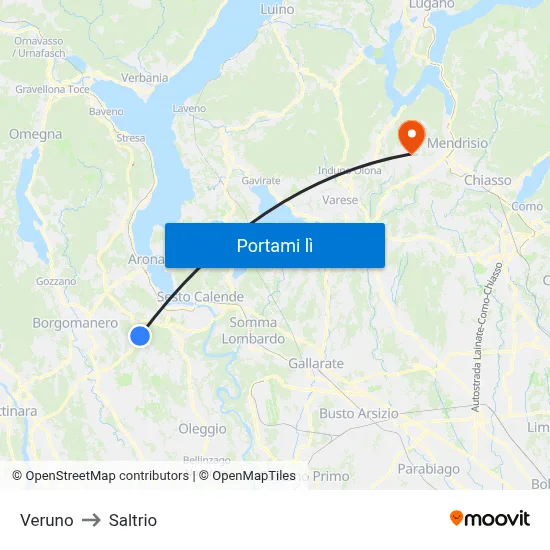 Veruno to Saltrio map