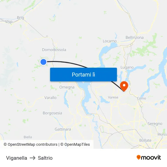 Viganella to Saltrio map