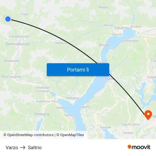 Varzo to Saltrio map