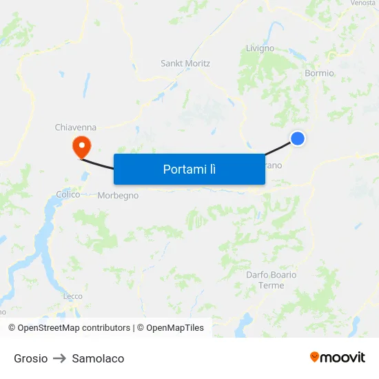 Grosio to Samolaco map