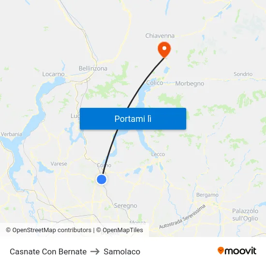 Casnate Con Bernate to Samolaco map