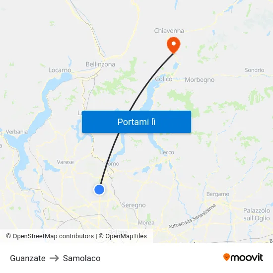 Guanzate to Samolaco map