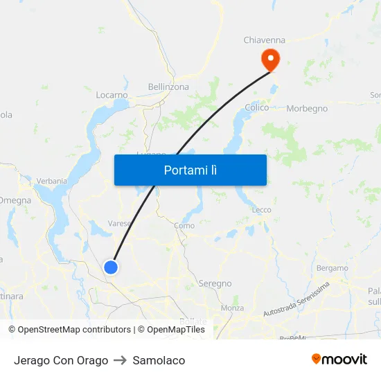Jerago Con Orago to Samolaco map
