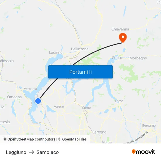 Leggiuno to Samolaco map