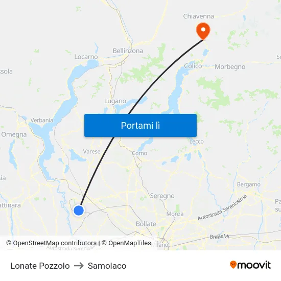 Lonate Pozzolo to Samolaco map
