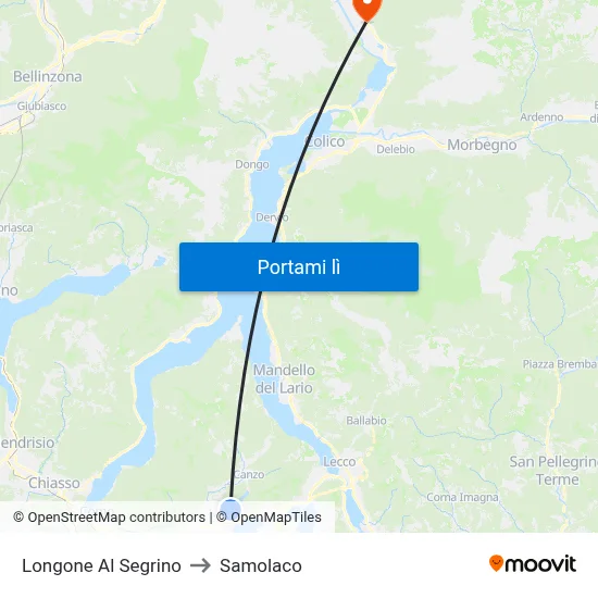 Longone Al Segrino to Samolaco map