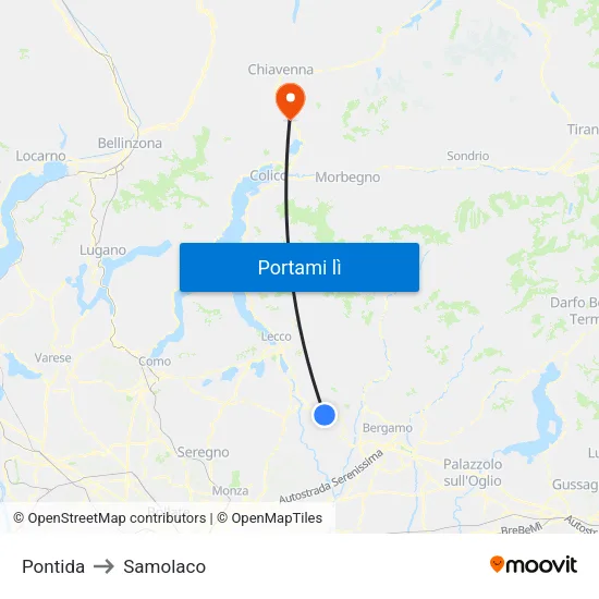 Pontida to Samolaco map