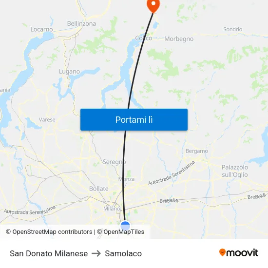 San Donato Milanese to Samolaco map
