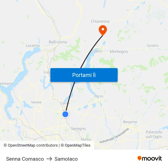 Senna Comasco to Samolaco map