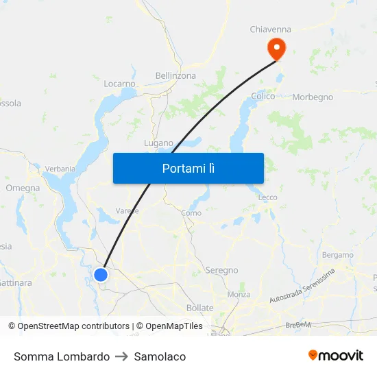 Somma Lombardo to Samolaco map