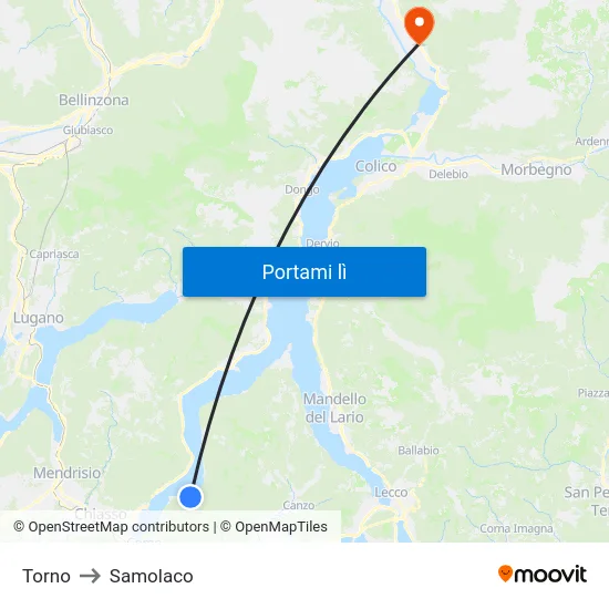 Torno to Samolaco map
