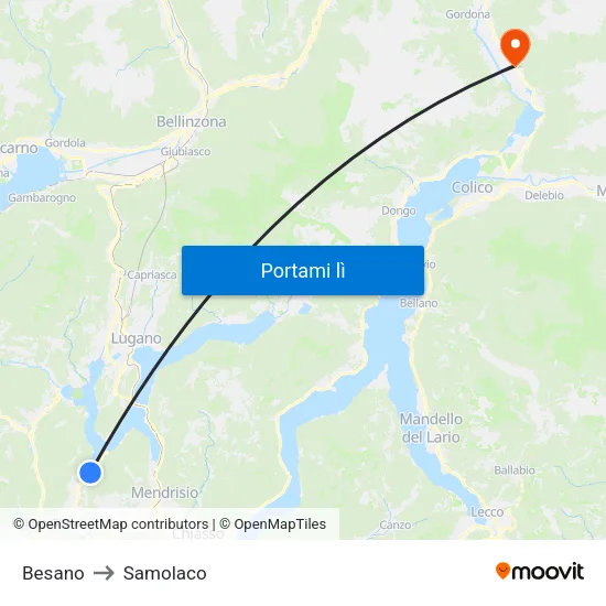 Besano to Samolaco map