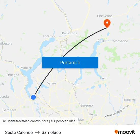 Sesto Calende to Samolaco map