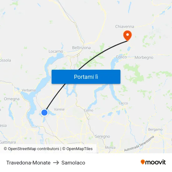 Travedona-Monate to Samolaco map