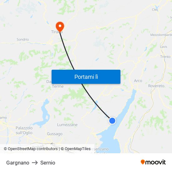 Gargnano to Sernio map