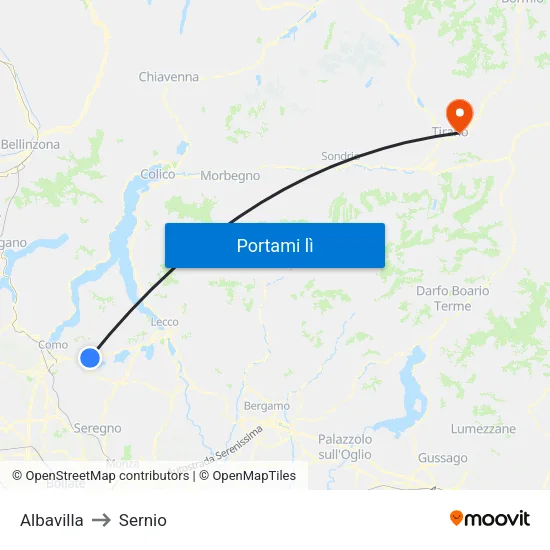 Albavilla to Sernio map