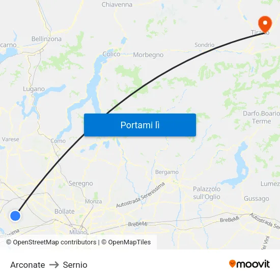 Arconate to Sernio map