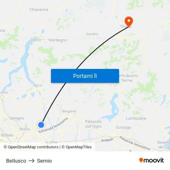 Bellusco to Sernio map