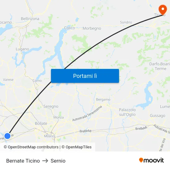 Bernate Ticino to Sernio map
