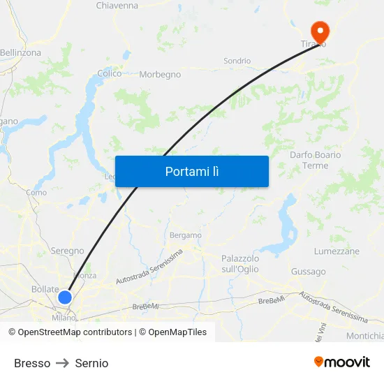 Bresso to Sernio map