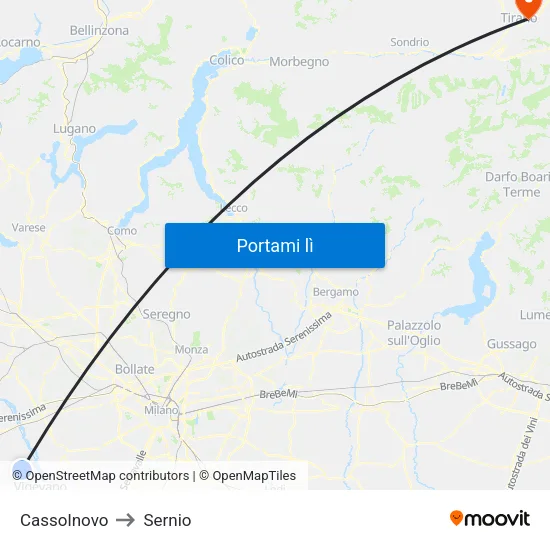 Cassolnovo to Sernio map