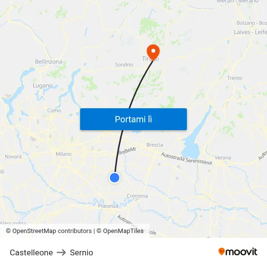 Castelleone to Sernio map