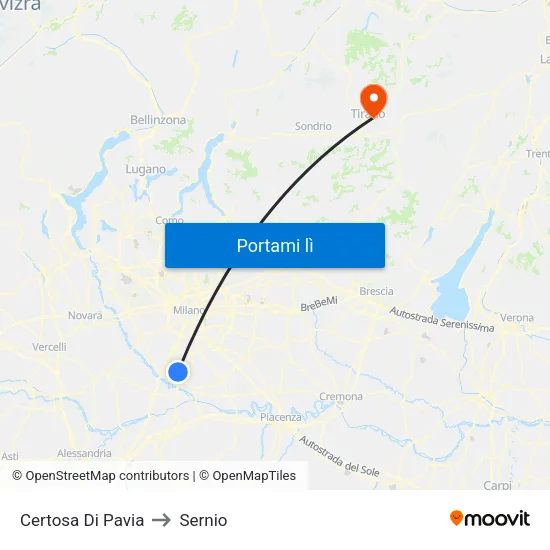 Certosa Di Pavia to Sernio map