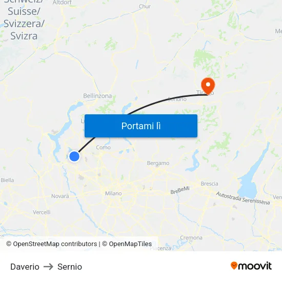 Daverio to Sernio map