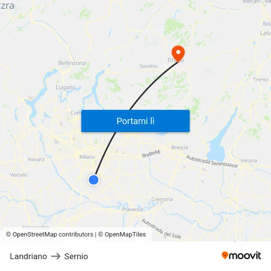 Landriano to Sernio map