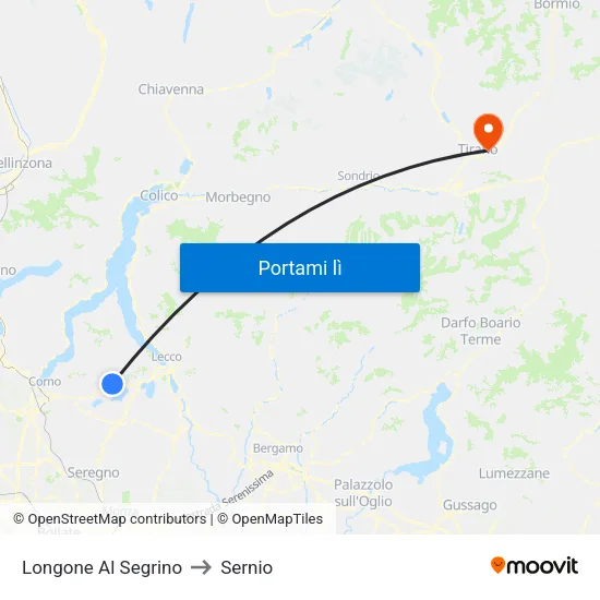 Longone Al Segrino to Sernio map